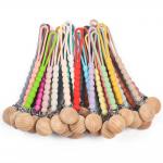 Round 2.5cm Silicone Pacifier Clip With Teething Beads Brown for sale