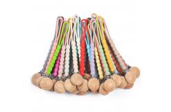 China Round 2.5cm Silicone Pacifier Clip With Teething Beads Brown supplier