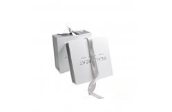 China Customized White Cardboard Gift Box with Ribbon Closure APPAREL Logo Printing Acceptable supplier