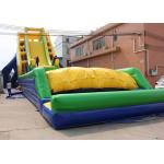Yellow / Blue and Green Dry and Wet Slides , Inflatable Crazy Drop Kick Slide For Amusement Park for sale