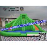 CE / UI Green Bouncy Inflatable Slide Water Jumper With Swimming Pool
