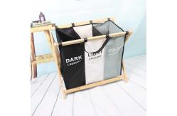 China Reusable Folding Collapsible Laundry Hamper For Clothes Socks Sturdy Bamboo Wood supplier