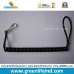Custom Attachments Solid Black PU Covered Extendable Plastic Spiral Safety Lanyard