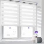 Day And Night Double Layer Fabric Battery Motor Operation Motorized Zebra Blinds For Windows for sale