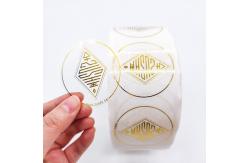 China Transparent Waterproof Round Label Stickers Printing With Silver Golden Foil Text supplier