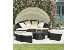 China KD Round Wicker Outdoor Rattan Daybed In All Weather With 4pcs Pillow supplier