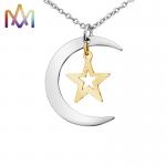 Engravable SS Moon And Star Pendant Necklace For Women for sale