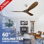 Modern App-Controlled Commercial Low Voltage Nordic Wooden Ceiling Fan for Living Room for sale