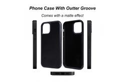 China Matt Groove TPU PC Phone Case Inlay Leather Wood Shockproof For IPhone supplier