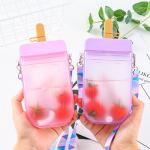 300ml Plastic Cute Water Bottle Multicolor With Straw for sale