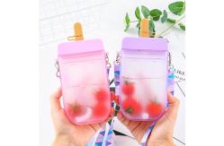 China 300ml Plastic Cute Water Bottle Multicolor With Straw supplier