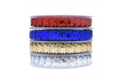 China 15mm*15m Ultrasonic Star Wired Ribbon Plain Pattern Jacquard Ribbon supplier