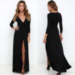 Sexy Long Plain Black Dresses For Girls for sale