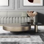 80X32 Stainless Steel Circle Round Glass Top Coffee Table Black Gold Base