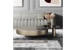 China 80X32 Stainless Steel Circle Round Glass Top Coffee Table Black Gold Base supplier