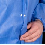 CE Unisex Disposable Medical SMS Lab Coat With Snaps Elastic Cuff Shirt Collar