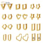 Stainless Steel 18k Gold Jewelry Geometric Heart Hexagon Triangle Hoop Earrings for sale