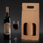 Eco Friendly Corrugated Wine Gift Boxes Single Double Bottle Portable Handle for sale