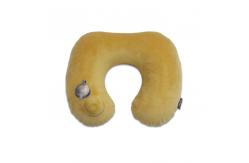 China Customized Button Press Travel Blue Inflatable Neck Pillow For Camping Trips supplier