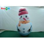 White Indoor Ornaments Inflatable Snowman Model Balloon With Pink Hat