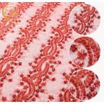 Beaded Red Embroidered Lace Handmade 91.44cm Length Water Soluble for sale