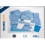 Non Woven PU Film Disposable Surgical Packs Brain Surgery Set With Adhesive / Hole for sale
