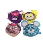 4 ASSTD Educational Plush Toys Animal Cat Coin Purse 18cm 7.09in Rohs for sale