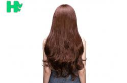 China Heat Friendly Fiber Hair Extra Long Synthetic Wigs , Brown Wavy Wig With Bangs supplier