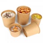 Disposable Single Wall Greaseproof Kraft Paper Food Container 12Oz For Congee Gruel for sale