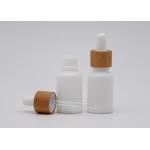 White Glass Porcelain Aromatherapy Bottles 30ml With Bamboo White Dropper for sale