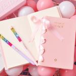 Ribbon Book Spine Blank Journal Notebook , Lay Flat Feature Wide Ruled Journal