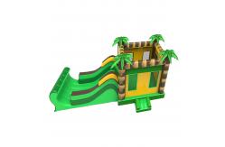 China Rainbow Horse Two Parallel Channels Inflatable Slides With Candy Shaped Pillars supplier