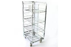 China Supermarket Steel Milk Roll Cage Container Four Layers With Movable Shelf supplier