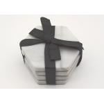 Polished White Stone Coasters Hexagon Shape Moisture Proof High Durability for sale