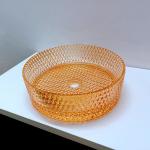Diamond Shape Crystal Vessel Sink Orange Color Table Top Wash Basin for sale