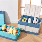 35L 60L 70L Collapsible Plastic Storage Boxes With Lids White Blue for sale