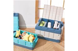 China 35L 60L 70L Collapsible Plastic Storage Boxes With Lids White Blue supplier