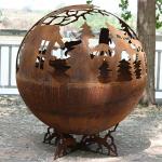 SPHERE Design Steel Fire Pits Diameter 1000mm spring steel wire round steel pit