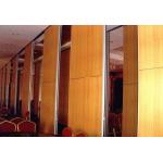 Hard Cover Leather Surface Wood Operable Partition Walls Aluminium Track Wheel Hanging System