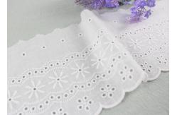 China Embroidered Flower Eyelet Cotton Lace Trim With Azo Free Organic 13cm Width supplier