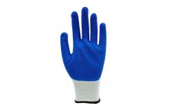 China Blue Crinkled Latex Nylon Work Gloves Breathable Abrasion Resistant supplier