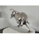 Mirror Polished Stainless Steel Bull Sculpture For Interior Decoration ODM OEM Support for sale