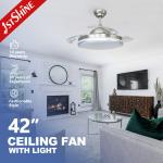 LED Retractable Ceiling Fan Light 3 Speed Remote Control Modern for sale