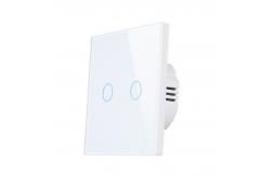 China 2 Gang WiFi RF Smart Switch UK 2400W Glass Touch Light Switch supplier