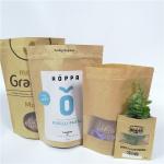 Brown Custom Paper Bags Clear Front Windows Eco Friendly For Packing Dried Snack Food for sale