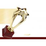 Five - Pointed Star Plastic Trophies And Awards With Red Wooden Base for sale