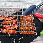 ISO9001 Stainless Steel BBQ Tools And Accessories Folding Grill Basket With Handle