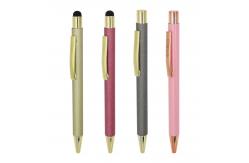 China Glitter Press Style Ball Pen Touch Screen Metal Patterned Paint Ballpoint Pen supplier