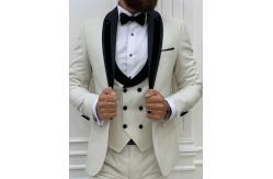 China Ventura White Shawl Collar Tuxedo Slim Fit 3pc 65% Polyester supplier