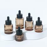 15 20 30 40 50ml Custom Round Cosmetic Frosted Face Hair Serum Essential Oil Glass Dropper Bottles for sale